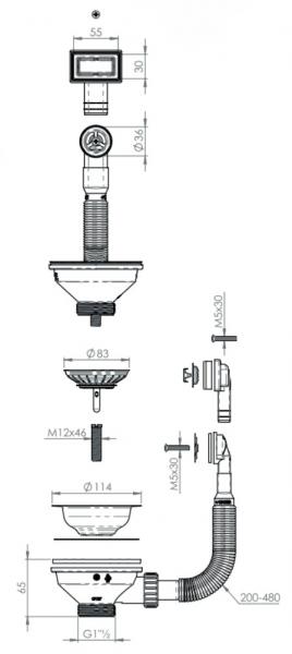 Lavabo universal bundventil til k&oslash;kkenvask - Kobber