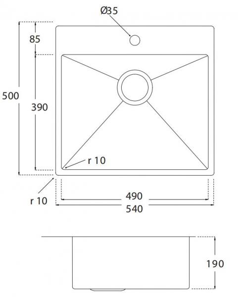Lavabo Kubus 540 soft k&oslash;kkenvask