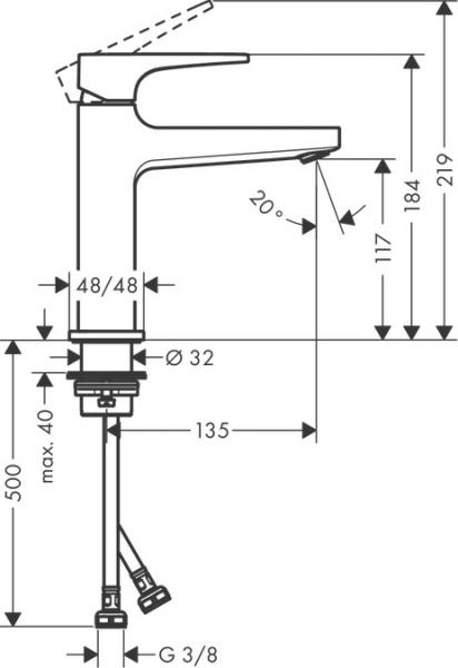 Hansgrohe Metropol 110 armatur m/push-open bundventil - Mat hvid Hansgrohe Metropol 110 armatur m/push-open bundventil - Mat hvid