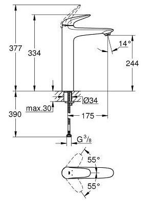 Grohe Eurostyle armatur til bowlevask - Krom Grohe Eurostyle armatur til bowlevask - Krom