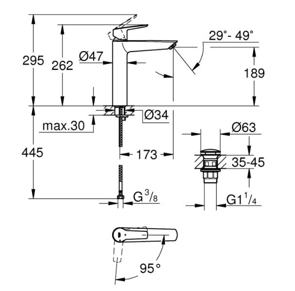 Grohe Start h&aring;ndvaskarmatur XL m/koldstart - Krom