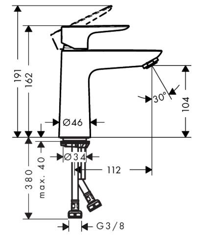 hansgrohe Talis E 110 h&aring;ndvaskarmatur m/Push-open bundventil