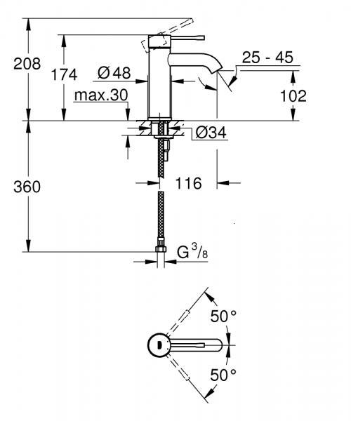 Grohe Essence New h&aring;ndvaskarmatur u/bundventil - B&oslash;rstet warm sunset
