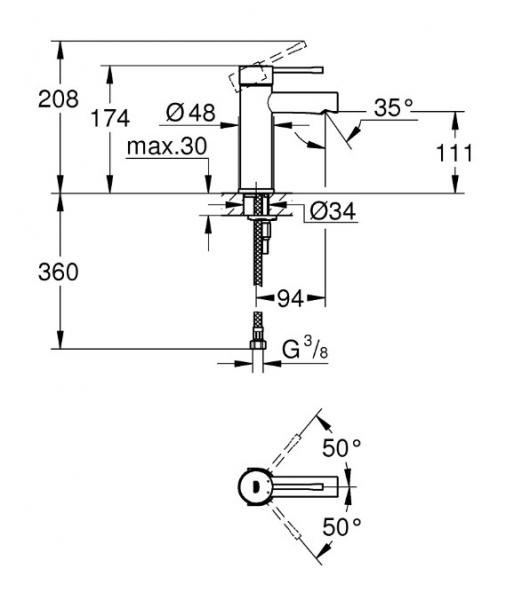 Grohe Essence New h&aring;ndvaskarmatur u/bundventil m/EcoJoy