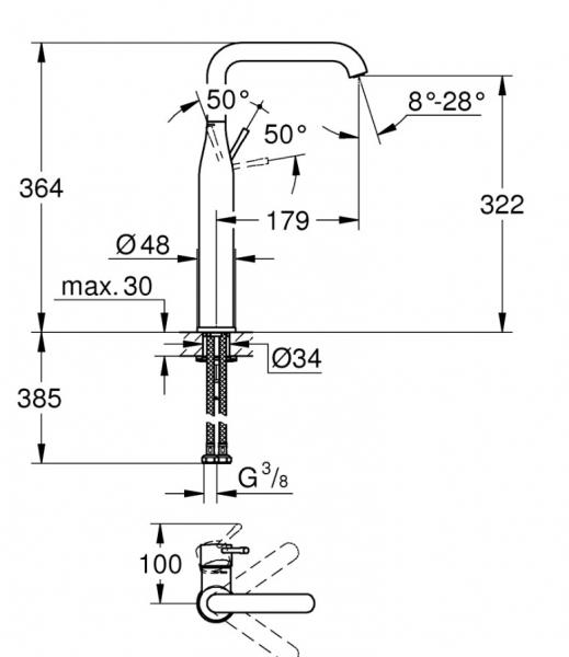 Grohe Essence håndvaskarmatur m/EcoJoy og svingtud- Børstet warm sunset Grohe Essence håndvaskarmatur m/EcoJoy og svingtud- Børstet warm sunset