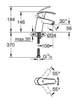 Grohe Eurosmart New h&aring;ndvaskarmatur u/bundventil