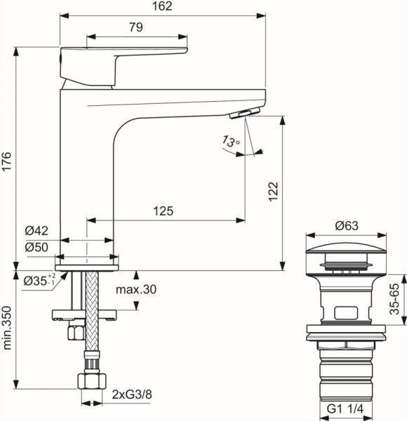 Ideal Standard Alu+ komplet pakke til badev&aelig;relse - Silk black