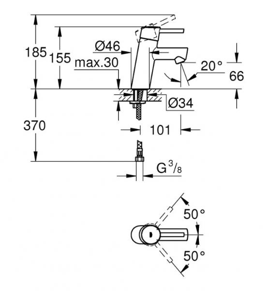 Grohe Concetto S h&aring;ndvaskarmatur m/Water Saving
