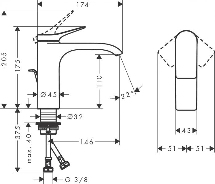 Hansgrohe Vivenis 110 h&aring;ndvaskarmatur u/bundventil og m/CoolStart - Krom