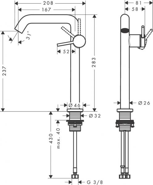 Hansgrohe Tecturis S 240 Fine bowlearmatur m/CoolStart - Krom Hansgrohe Tecturis S 240 Fine bowlearmatur m/CoolStart - Krom