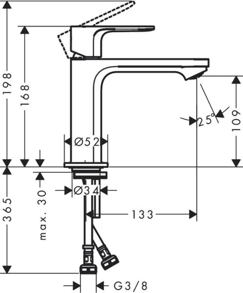 hansgrohe Rebris S 110 h&aring;ndvaskarmatur m/CoolStart u/bundventil - Krom
