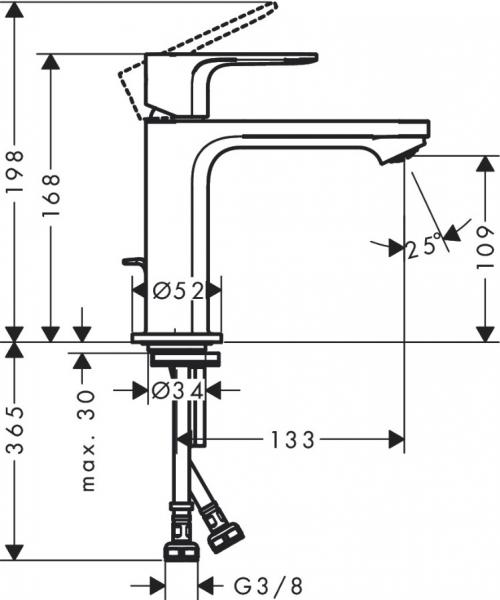 Hansgrohe Rebris E 110 h&aring;ndvaskarmatur m/bundventil - Krom