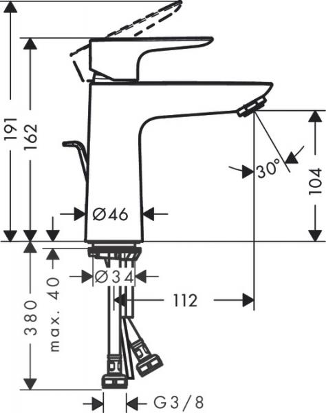 Hansgrohe Talis E 110 h&aring;ndvaskarmatur m/bundventil - Mat sort