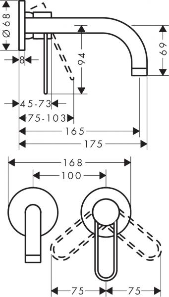 Hansgrohe AXOR Uno 165 h&aring;ndvaskarmatur t/indbygning - Krom
