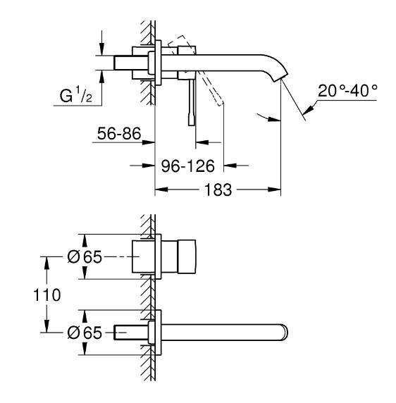 Grohe Essence New komplet armatur til indbygning i v&aelig;g - Krom