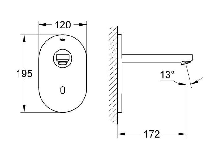 Grohe Eurosmart Cosmopolitan E ber&oslash;ringsfrit h&aring;ndvaskarmatur