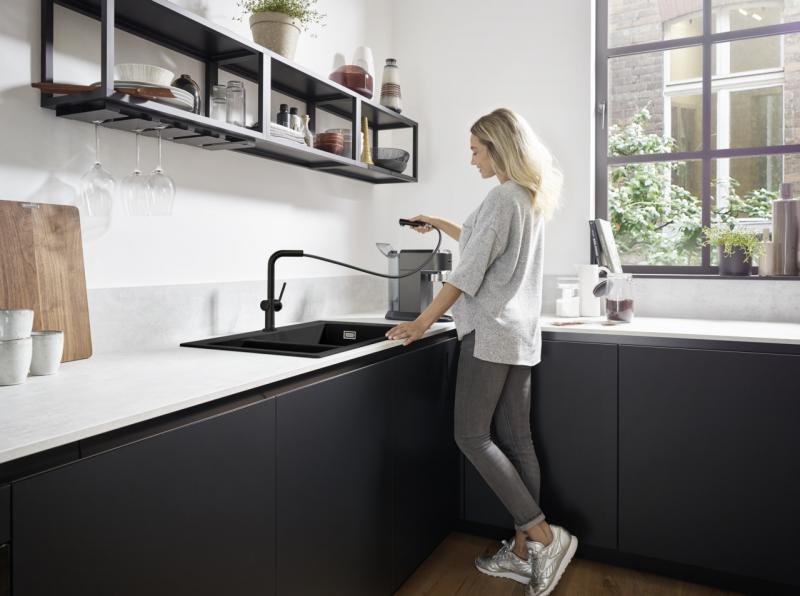 hansgrohe Talis M54 k&oslash;kkenarmatur m/L-tud og udtr&aelig;k - Mat sort