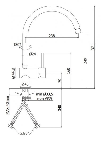 Lavabo Kubus 030 k&oslash;kkenarmatur - Bruneret messing