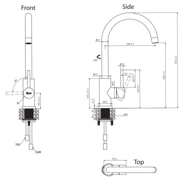 Lavabo Kubus 140 RS Round k&oslash;kkenarmatur - Messing PVD