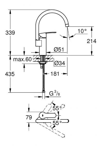 Grohe Eurostyle Cosmopolitan k&oslash;kkenarmatur - Krom