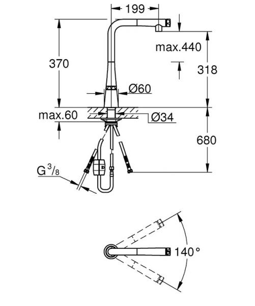 Grohe Zedra SmartControl k&oslash;kkenarmatur - Krom