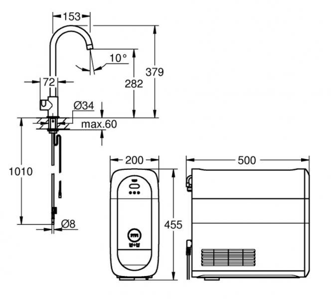 Grohe Blue Home Mono Starts&aelig;t C-tud krom