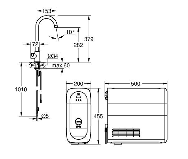 Grohe Blue Home Mono standhane starts&aelig;t m/C-tud