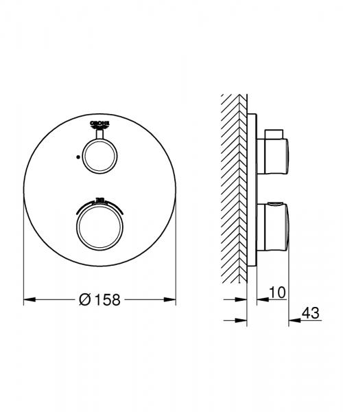 Grohe Grohtherm termostatarmatur til brus (1 udgang) - Krom Grohe Grohtherm termostatarmatur til brus (1 udgang) - Krom