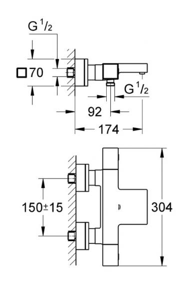 Grohe Grohtherm Cube termostatarmatur til badekar Grohe Grohtherm Cube termostatarmatur til badekar