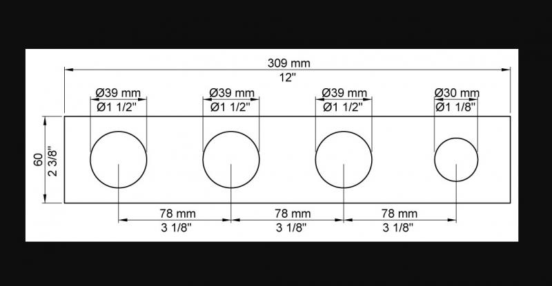 Vola 5004B 4-huls d&aelig;kplade - &Oslash;39/&Oslash;39/&Oslash;39/&Oslash;33 - Krom