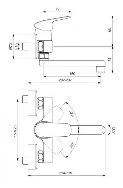 Ideal Standard Ceraflex væghængt håndvaskarmatur m/svingtud Ideal Standard Ceraflex væghængt håndvaskarmatur m/svingtud