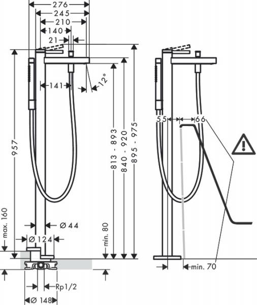 Hansgrohe Finoris badekararmatur t/gulv m/håndbruser - Mat sort Hansgrohe Finoris badekararmatur t/gulv m/håndbruser - Mat sort