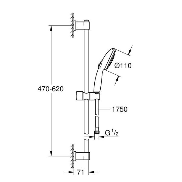 Grohe Vitalio Start 110 brusesæt 2 sprays m/WaterSaving Grohe Vitalio Start 110 brusesæt 2 sprays m/WaterSaving