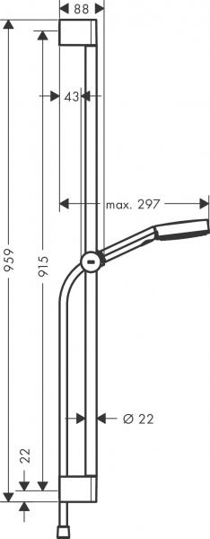 hansgrohe Pulsify Select S 105 Relaxation bruses&aelig;t m/EcoSmart 3jet - 90 cm - Mat hvid