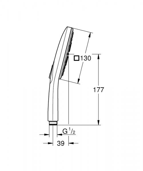 Grohe Rainshower SmartActive Cube 130 h&aring;ndbruser - Krom