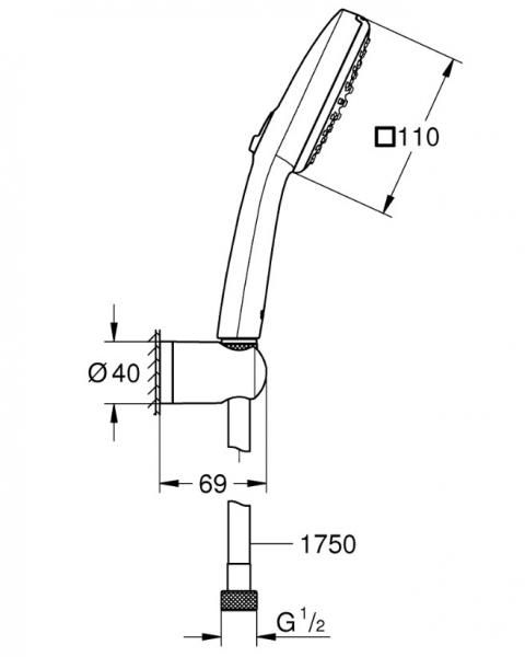 Grohe Vitalio Comfort 110 h&aring;ndbruser 2 sprays m/v&aelig;gholder og WaterSaving