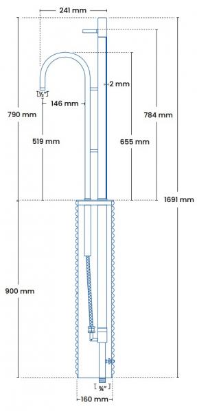 Frostline Duo L 30 frostfri vandpost - Rustfrit st&aring;l