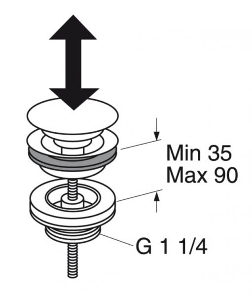Gustavsberg push-down bundventil til vask - Mat sort Gustavsberg push-down bundventil til vask - Mat sort