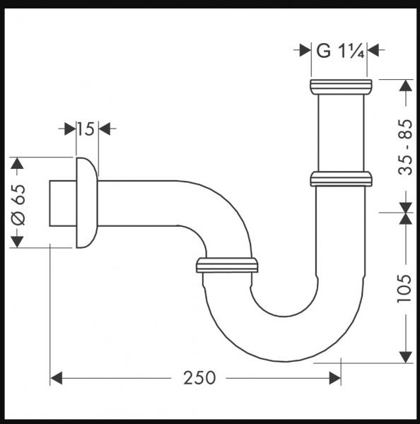 Hansgrohe vandl&aring;s 1 1/4 X 32 mm - Krom