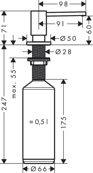 Hansgrohe A41 s&aelig;bedispenser - Mat sort