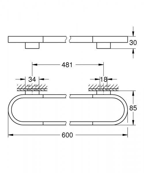 Grohe Selection h&aring;ndkl&aelig;destang - 600 mm - Poleret hard graphite