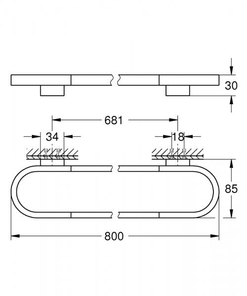 Grohe Selection h&aring;ndkl&aelig;destang - 800 mm - B&oslash;rstet hard graphite