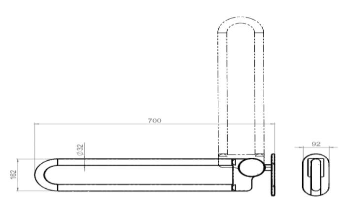 D-line Foldbar toiletst&oslash;tte 850mm - Rustfrit st&aring;l