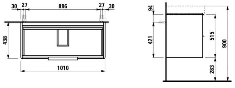 Laufen Base 101 underskab m/2 skuffer - Mat hvid