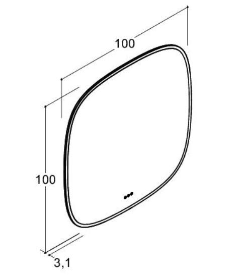 Dansani Squircle spejl 100 x 100 m/lys og lysstyring