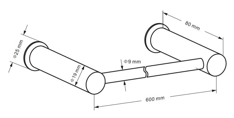 Cass&oslash;e h&aring;ndkl&aelig;destang 60 cm - B&oslash;rstet messing