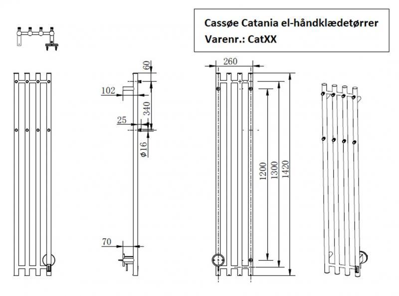 Cass&oslash;e Catania h&aring;ndkl&aelig;det&oslash;rrer - 26x142 cm - Mat bronze