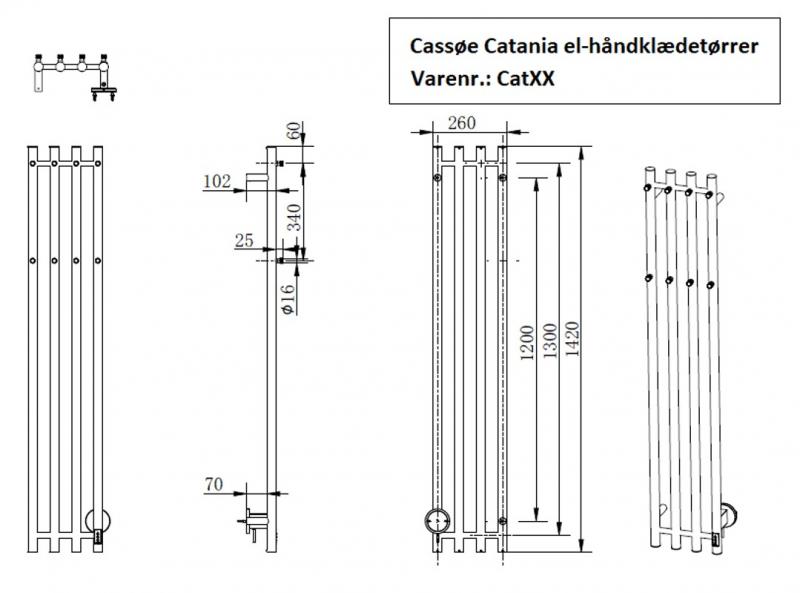 Cassøe Catania håndklædetørrer - 26x142 cm - Poleret stål Cassøe Catania håndklædetørrer - 26x142 cm - Poleret stål