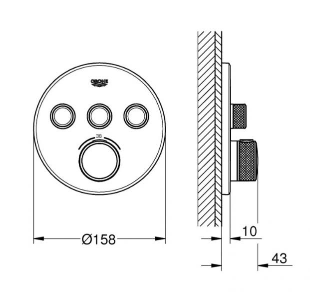 Grohe SmartControl komplet brusesystem m/SmartActive hovedbruser til indbygning - B&oslash;rstet Hard Graphite