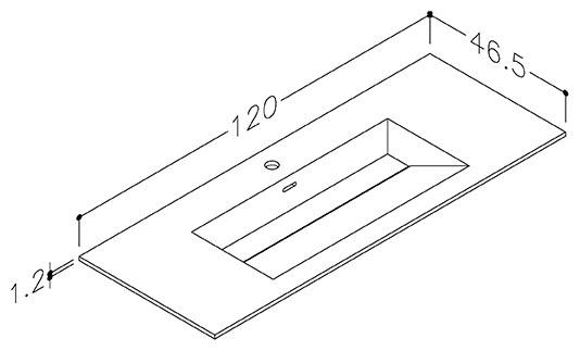 Str&oslash;mberg Corian 120 m&oslash;belvask - 1 hanehul - Mat hvid